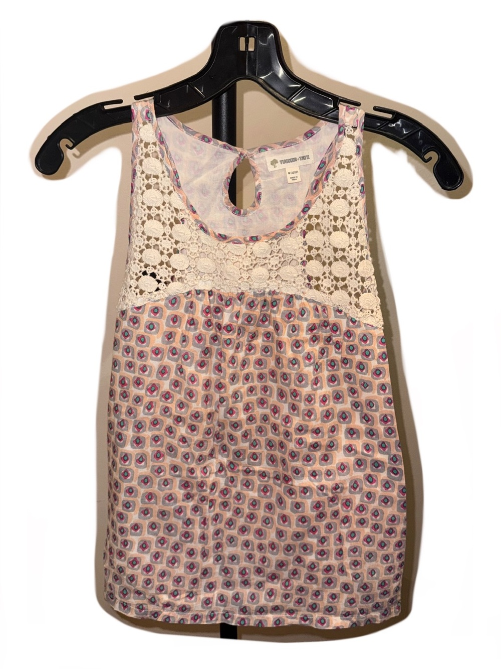 Lace Pink Patterned Sleeveless Top